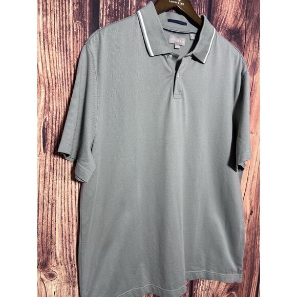 Ted Baker Shirt Men XL Button Polo GRAY Preppy Cotton - Picture 2 of 8